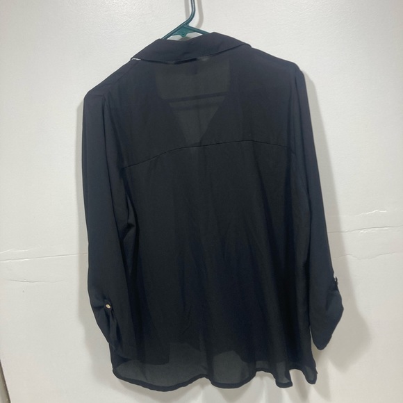 Black with White lace, 3/4 sleeve blouse size 2XL Sistar Brand.
Button down - Picture 8 of 9